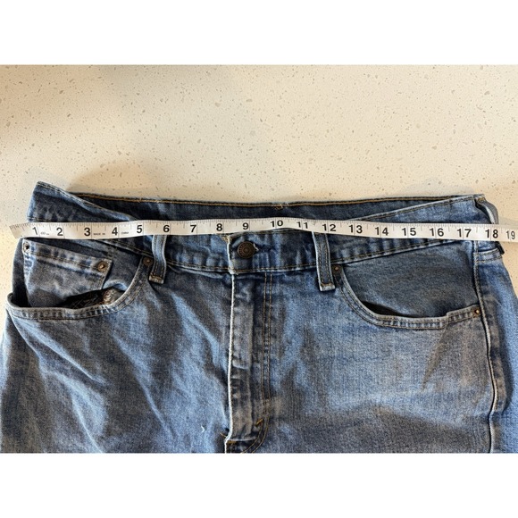 Levis 505 Jeans Mens 36x30 Blue Dark Wash Cotton Regular Fit Denim‎ Workwear - Picture 8 of 9